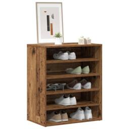 Berkfield Home Shoe Cabinet Old Wood 60x35x70 cm Engineered Wood in Brown - Size: 60 x 35 x 70 cm - thumbnail 4
