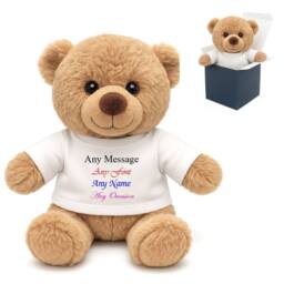 Uniqueful Personalised Teddy Bear Toy T-Shirt Any Message Birthday in Brown - thumbnail 3