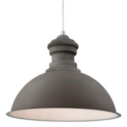Netlighting Aztec 1 Light Dome Ceiling Pendant Rough Sand Concrete E27 in Grey