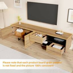 Rolipo 173cm Wood Grain TV Console with Storage for 70 Inch TV in Brown - thumbnail 6