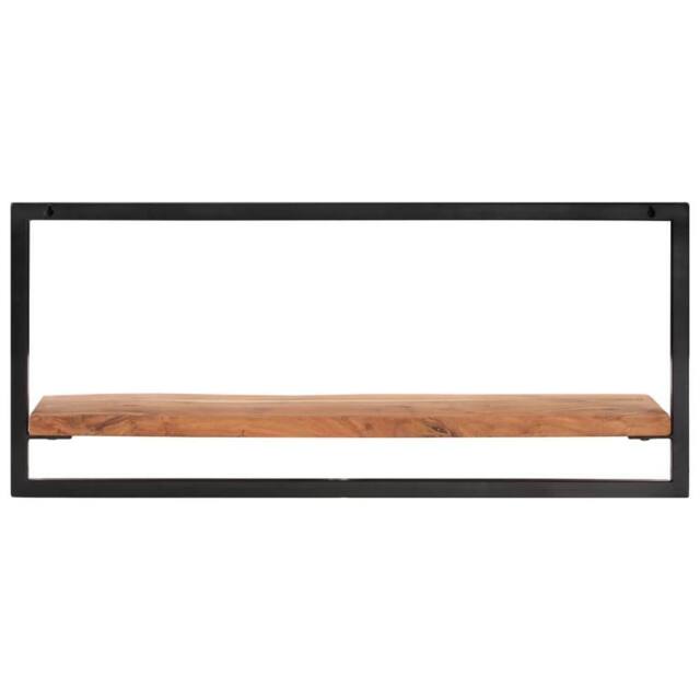 Berkfield Home Wall Shelves 2 pcs 80x25x35 cm Solid Wood Acacia & Steel in Brown - Size: 80 x 25 x 35 cm - image 1