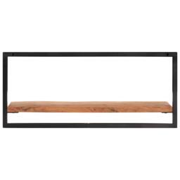 Berkfield Home Wall Shelves 2 pcs 80x25x35 cm Solid Wood Acacia & Steel in Brown - Size: 80 x 25 x 35 cm