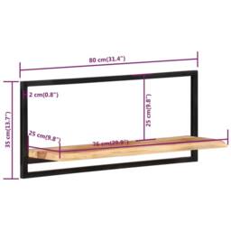 Berkfield Home Wall Shelves 2 pcs 80x25x35 cm Solid Wood Acacia & Steel in Brown - Size: 80 x 25 x 35 cm - thumbnail 7