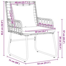 Berkfield Home Garden Dining Set with Pillow 3 pcs Poly rattan, steel in Black - thumbnail 9