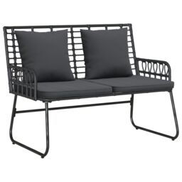 Berkfield Home Garden Dining Set with Pillow 3 pcs Poly rattan, steel in Black - thumbnail 5