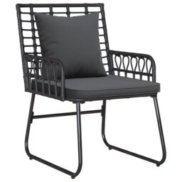 Berkfield Home Garden Dining Set with Pillow 3 pcs Poly rattan, steel in Black - thumbnail 4