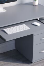 Home Discount Vida Designs Otley 3 Drawer with Internal Shelf Computer Desk Storage Office Study Workstation Gaming Table in Grey - thumbnail 4