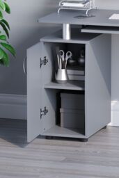 Home Discount Vida Designs Otley 3 Drawer with Internal Shelf Computer Desk Storage Office Study Workstation Gaming Table in Grey - thumbnail 6