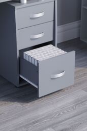 Home Discount Vida Designs Otley 3 Drawer with Internal Shelf Computer Desk Storage Office Study Workstation Gaming Table in Grey - thumbnail 5