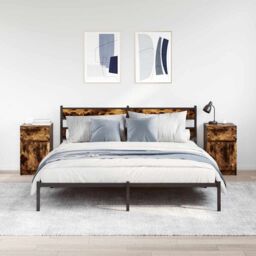 Berkfield Home Bedside Cabinets 2 pcs Smoked Oak 39x35x65 cm Engineered Wood - Size: 39 x 35 x 65 cm - thumbnail 3