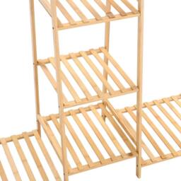 VOGREX Bamboo Corner Garment Rack Open Wardrobe Shoe Bag Shelf in Beige - thumbnail 4
