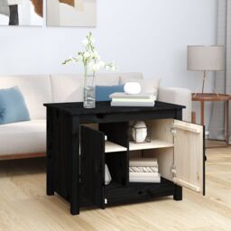 Berkfield Home Coffee Table Black 71x49x55 cm Solid Wood Pine - Size: 71 x 49 x 55 cm - thumbnail 3