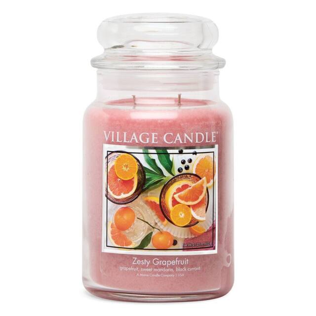 Village Candles Large Jar Candle Zesty Grapefruit in Pink