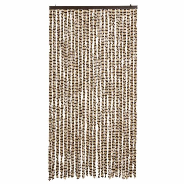 Berkfield Home Soft Fly Curtain Beige & Brown 100x200 cm Chenille - image 1