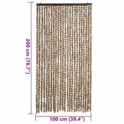Berkfield Home Soft Fly Curtain Beige & Brown 100x200 cm Chenille - thumbnail 7