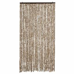 Berkfield Home Soft Fly Curtain Beige & Brown 100x200 cm Chenille - thumbnail 1