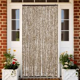 Berkfield Home Soft Fly Curtain Beige & Brown 100x200 cm Chenille - thumbnail 2