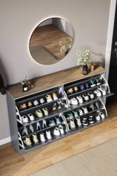 Home Discount Vida Designs 4 Drawer Shoe Cabinet Flip Down Shoe Storage Organizer in Grey - thumbnail 6