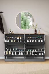 Home Discount Vida Designs 4 Drawer Shoe Cabinet Flip Down Shoe Storage Organizer in Grey - thumbnail 7