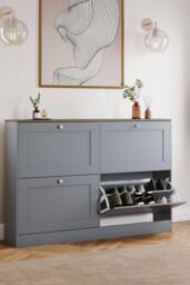Home Discount Vida Designs 4 Drawer Shoe Cabinet Flip Down Shoe Storage Organizer in Grey - thumbnail 8