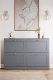 Home Discount Vida Designs 4 Drawer Shoe Cabinet Flip Down Shoe Storage Organizer in Grey - thumbnail 9