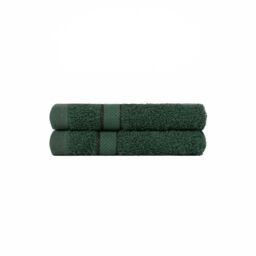 OHS 2 Pack of 100% Cotton Face Cloth Bathroom Towel in Dark Green - thumbnail 2