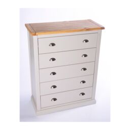 Cabinet Bits Loreo 5 Drawer Chest of Drawers Chrome Cup Handle in Light Grey - thumbnail 3