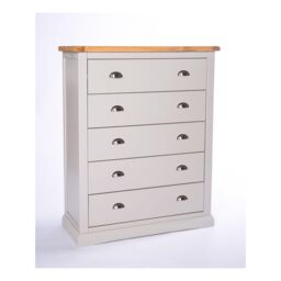 Cabinet Bits Loreo 5 Drawer Chest of Drawers Chrome Cup Handle in Light Grey - thumbnail 2