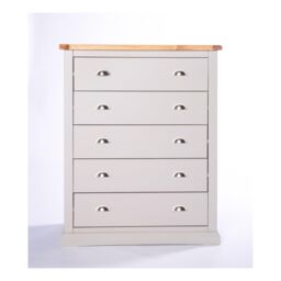 Cabinet Bits Loreo 5 Drawer Chest of Drawers Chrome Cup Handle in Light Grey - thumbnail 1