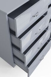 FWStyle Chilton Grey Gloss 8 Drawer Chest (H) 77cm (W) 114cm (D) 40cm - thumbnail 4