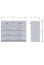 FWStyle Chilton Grey Gloss 8 Drawer Chest (H) 77cm (W) 114cm (D) 40cm - thumbnail 6