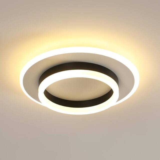 Goeco Ceiling Light LED, 28 W, Modern Round, 3000 K, for Bedroom, Hallway in Black - image 1