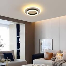 Goeco Ceiling Light LED, 28 W, Modern Round, 3000 K, for Bedroom, Hallway in Black - thumbnail 2
