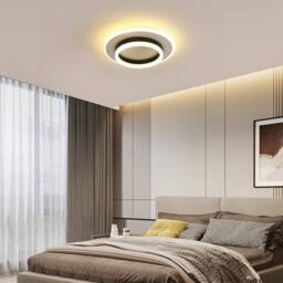 Goeco Ceiling Light LED, 28 W, Modern Round, 3000 K, for Bedroom, Hallway in Black - thumbnail 3