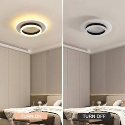 Goeco Ceiling Light LED, 28 W, Modern Round, 3000 K, for Bedroom, Hallway in Black - thumbnail 6