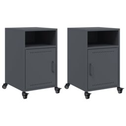 Berkfield Home Bedside Cabinets 2 pcs Anthracite 36x39x59 cm Steel in Black - Size: 36 x 39 x 59 cm - thumbnail 2