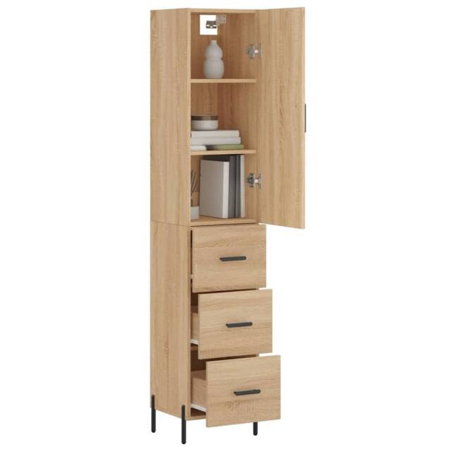 Berkfield Home Highboard Sonoma Oak 34.5x34x180 cm Engineered Wood in Light Tan - image 1