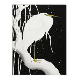 "Artery8 Heron In Snow Covered Tree Branch Japanese Wall Art Print Koson in Black - Size: W18"" x H24""" - thumbnail 1