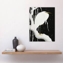 "Artery8 Heron In Snow Covered Tree Branch Japanese Wall Art Print Koson in Black - Size: W18"" x H24""" - thumbnail 4