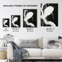"Artery8 Heron In Snow Covered Tree Branch Japanese Wall Art Print Koson in Black - Size: W18"" x H24""" - thumbnail 3