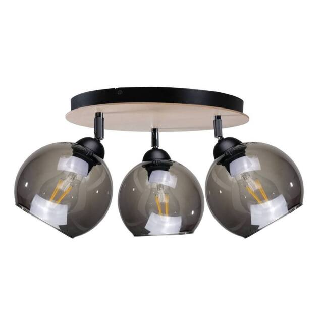 Netlighting Wood Ceiling Spotlight Clusters Black 30cm 3x E27