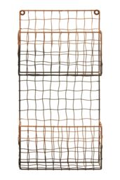 Orsina 2 Tier Wall Mount Magazine Rack, Iron Wireframe Newspaper Holder, Black & Rose Gold Finish Magazine Holder - thumbnail 5
