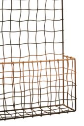 Orsina 2 Tier Wall Mount Magazine Rack, Iron Wireframe Newspaper Holder, Black & Rose Gold Finish Magazine Holder - thumbnail 3