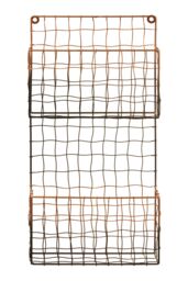 Orsina 2 Tier Wall Mount Magazine Rack, Iron Wireframe Newspaper Holder, Black & Rose Gold Finish Magazine Holder - thumbnail 4