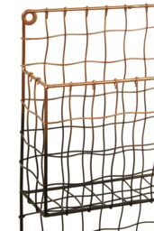 Orsina 2 Tier Wall Mount Magazine Rack, Iron Wireframe Newspaper Holder, Black & Rose Gold Finish Magazine Holder - thumbnail 2