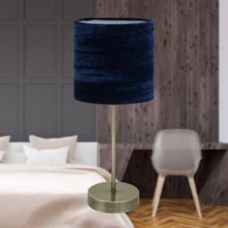 First Choice Lighting Set of 2 Antique Brass Stick Table Lamps with Navy Blue Velvet Shades in Bronze - thumbnail 2