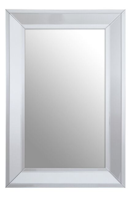 Orsina Modern Silver Rectangular Wall Mirror, Contemporary Silver Frame Wall Decor, Sleek Mirror With Wooden Frame - image 1