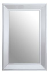 Orsina Modern Silver Rectangular Wall Mirror, Contemporary Silver Frame Wall Decor, Sleek Mirror With Wooden Frame - thumbnail 1