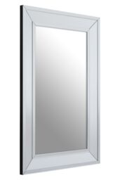 Orsina Modern Silver Rectangular Wall Mirror, Contemporary Silver Frame Wall Decor, Sleek Mirror With Wooden Frame - thumbnail 2