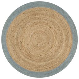 Berkfield Home Handmade Rug Jute with Olive Green Border 120 cm - Size: 100 cm diameter - thumbnail 1